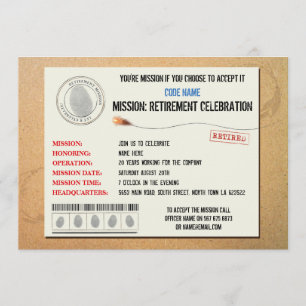 Mission Retirement Party Secret Agent Invitation