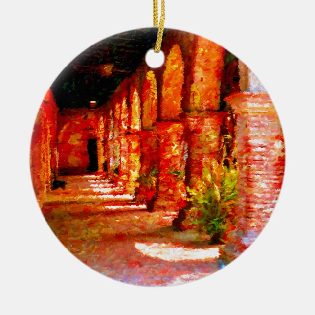 Mission San Juan Capistrano California Abstract Ceramic Ornament (Front)