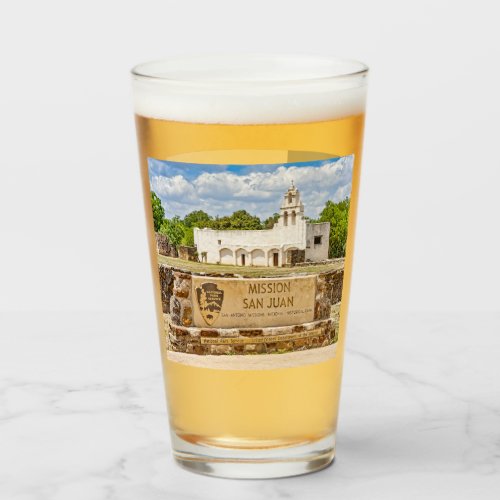 Mission San Juan San Antonio Texas Beer Glass