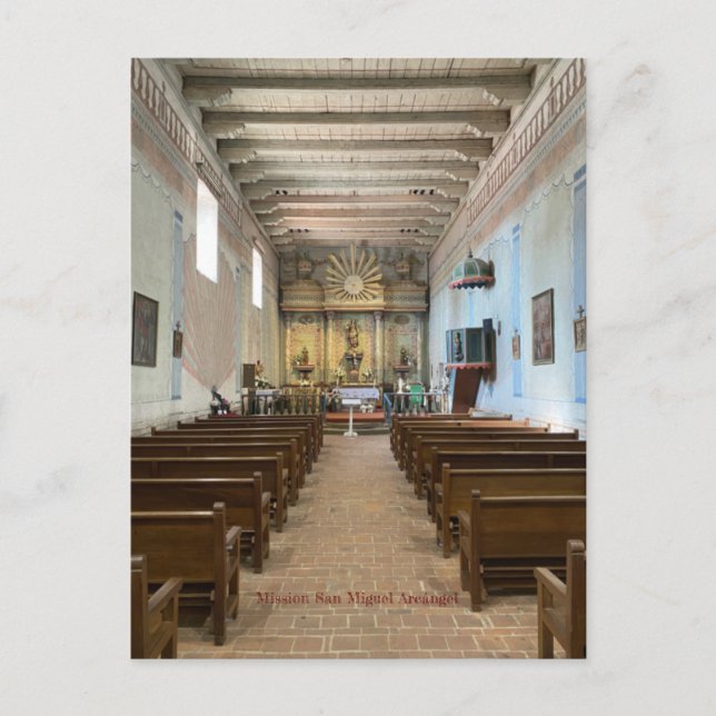 Mission San Miguel Arcángel, Color Postcard (Front)