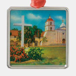 Mission Santa Barbara View Metal Ornament