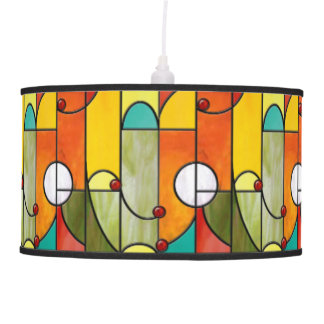 Mission style Tiffany stained glass pendant lamp
