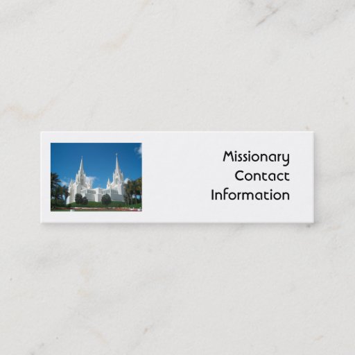 Customizable Missionary Contact Card Business Cards