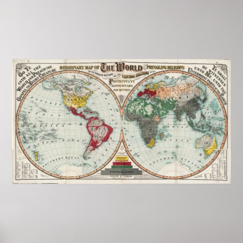 Missionary Map of the World 1902 Poster