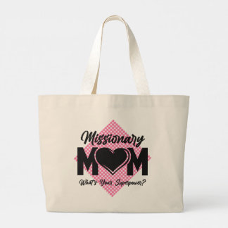 Missionary Mom LDS Mormon Mom pink check Tote Bag