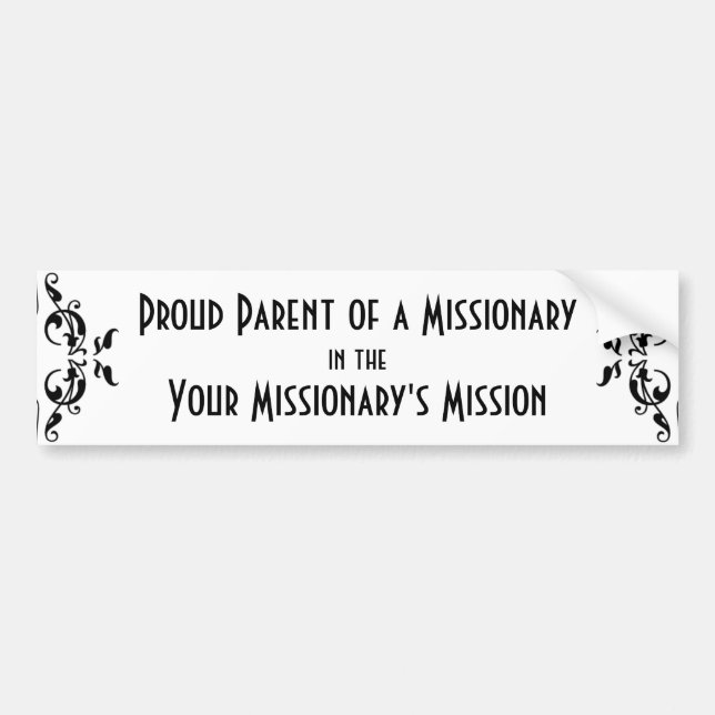 Missionary Parent Customized Bumper Sticker (Front)
