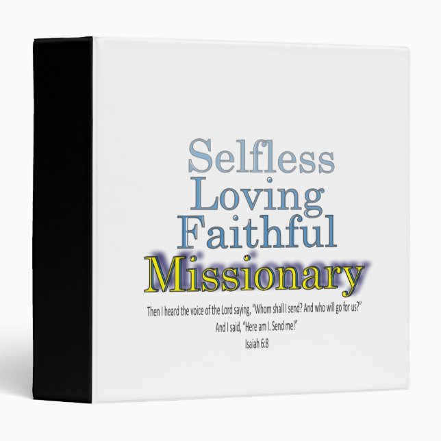 Missionary Selfless Loving Faithful 3 Ring Binder (Front/Spine)