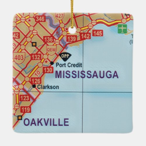 Mississauga ON Painted Map Ceramic Ornament