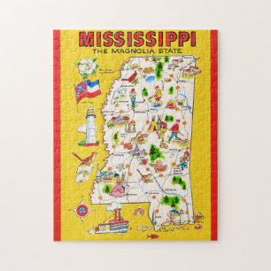 Mississippi 11x14 Vintage Map  Jigsaw Puzzle