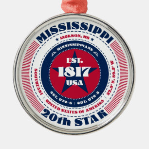 Mississippi 20th State Christmas Ornament