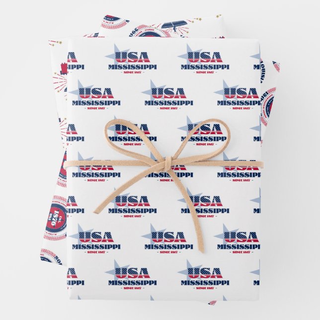 Mississippi, 50 States, Liberty Bell  Wrapping Paper Sheets (In situ)