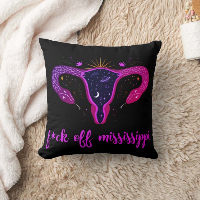 Mississippi Abortion Ban Celestial Uterus Protest  Throw Pillow (Blanket)