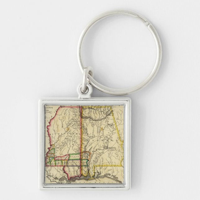 Mississippi and AlabamaPanoramic Map Keychain (Front)