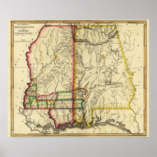 Mississippi and AlabamaPanoramic Map Poster