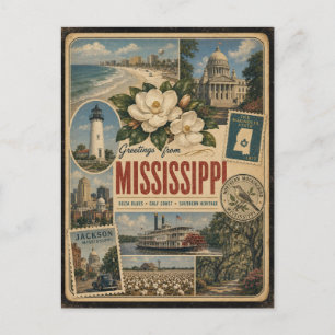 Mississippi Authentic Vintage Style Postcard