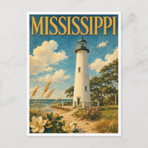 Mississippi Biloxi Lighthouse GeoSaga Postcard