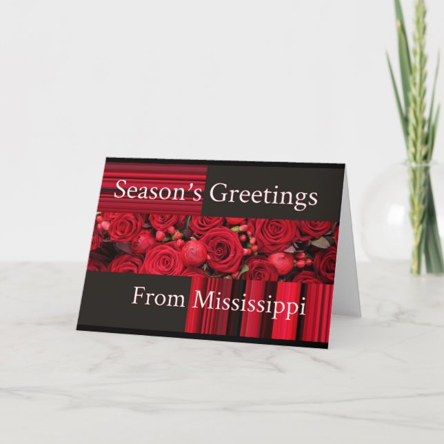 Mississippi Christmas Card with roses (Front)