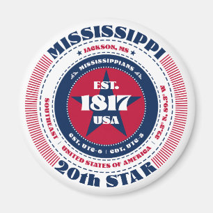 Mississippi Circle Typography Souvenir Magnet