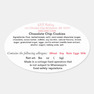 MISSISSIPPI Cottage Food Law Label Farmer's Market