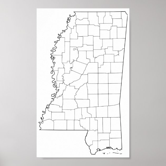 Mississippi Counties Blank Outline Map Poster Zazzle   Mississippi Counties Blank Outline Map Poster R69fd14468c8746978397bcac4440e5ff Ebdxl 8byvr 630 