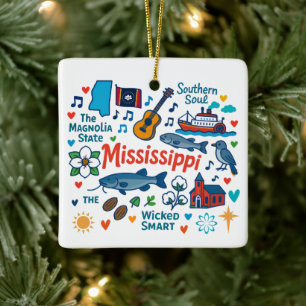 Mississippi Custom Family Trip Christmas Ceramic Ornament