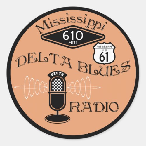 Mississippi Delta Blues Radio Classic Round Sticker
