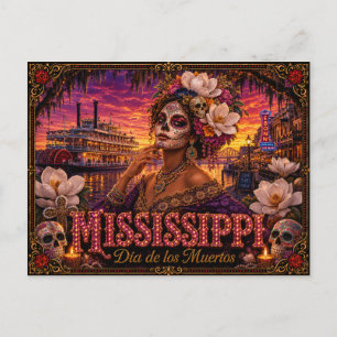 Mississippi Día de los Muertos Retro Postcard
