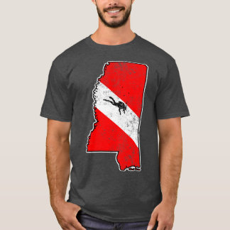 Mississippi Dive Flag Scuba Diving State Map Dive  T-Shirt