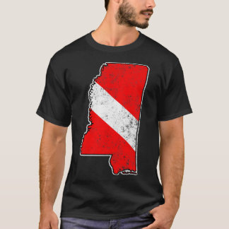 Mississippi Dive Flag Scuba Diving State Map Dive T-Shirt