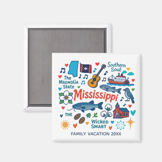 Mississippi Family Trip Keepsake Personalized Magnet (Front/Back)