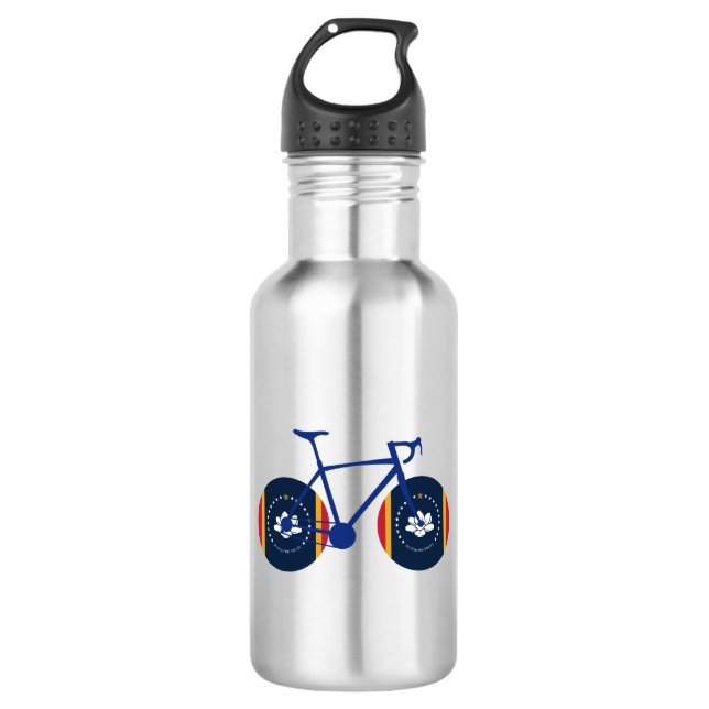 Mississippi Flag Cycling Stainless Steel Water Bottle (Front)