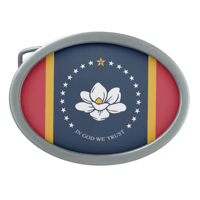 Mississippi Flag - New Magnolia Flag Belt Buckle (Front)
