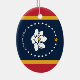 Mississippi Flag - New Magnolia Flag Ceramic Ornament