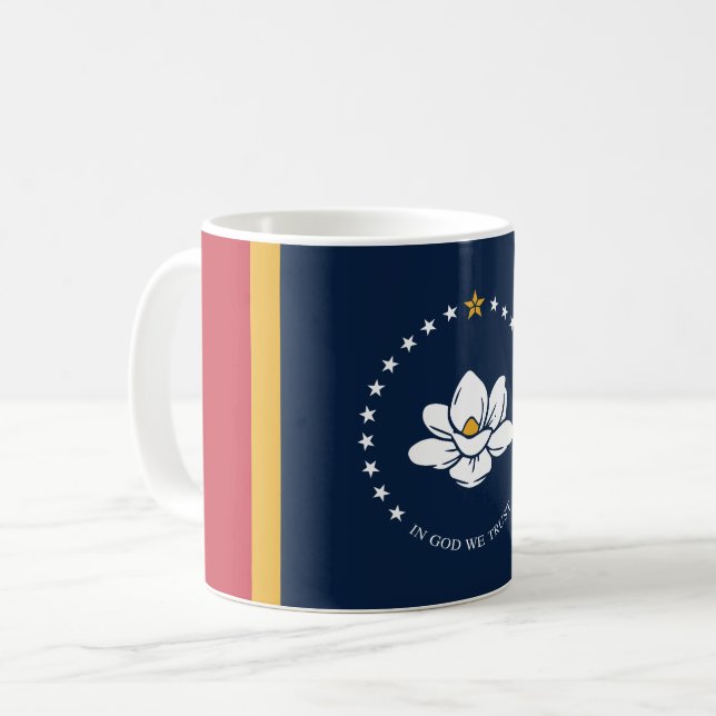 Mississippi Flag - New Magnolia Flag Coffee Mug (Front Left)