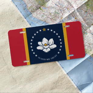 Mississippi Flag - New Magnolia Flag License Plate