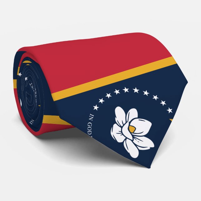 Mississippi Flag - New Magnolia Flag Neck Tie (Rolled)