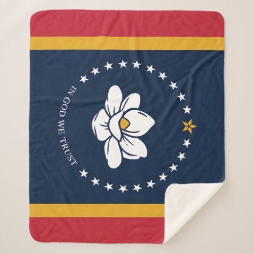 Mississippi Flag _ New Magnolia Flag Sherpa Blanket