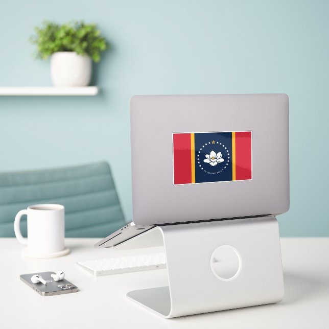 Mississippi Flag  Sticker (Laptop On Desk)