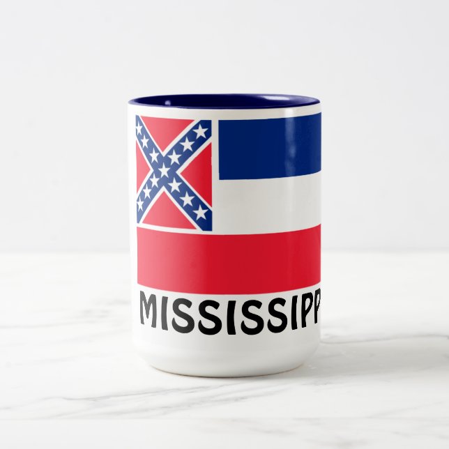 Mississippi flag Two-Tone coffee mug (Center)