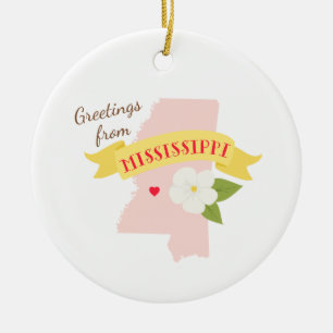 Mississippi Greetings Ceramic Ornament