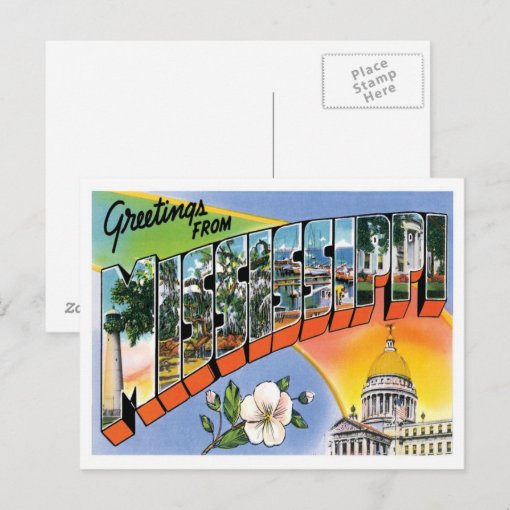 Mississippi Greetings From US States Postcard | Zazzle
