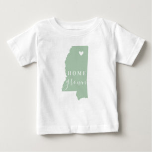 Mississippi Home Grown Editable Colors State Map Baby T-Shirt