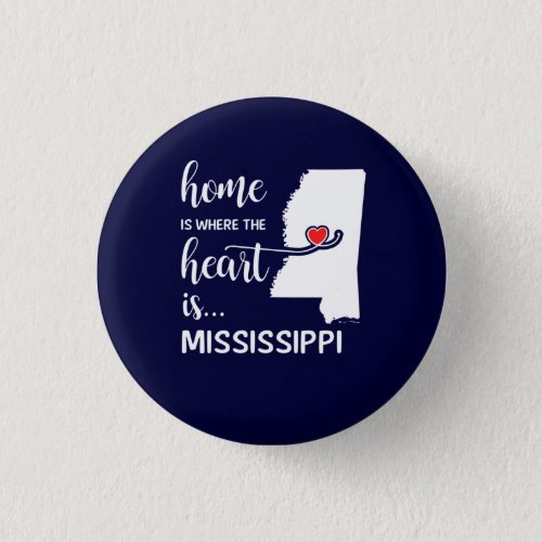 Mississippi home is where the heart is button
