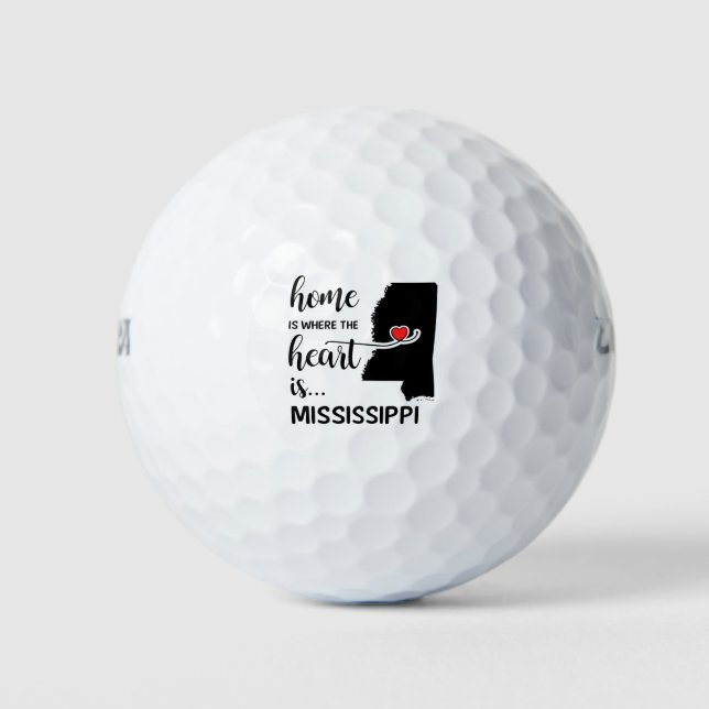 Mississippi home is where the heart is golf balls (Front)