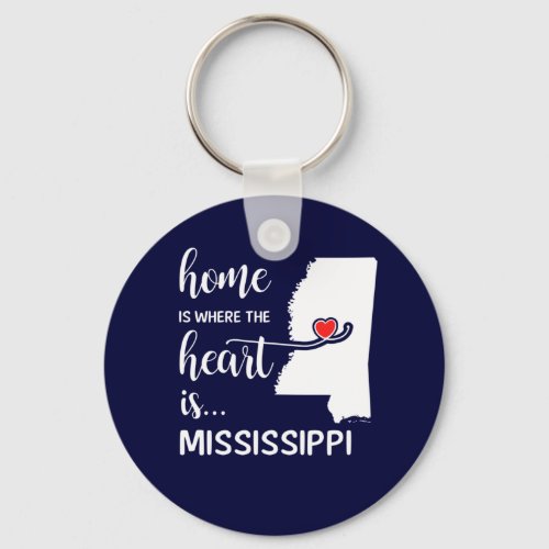 Mississippi home is where the heart is keychain