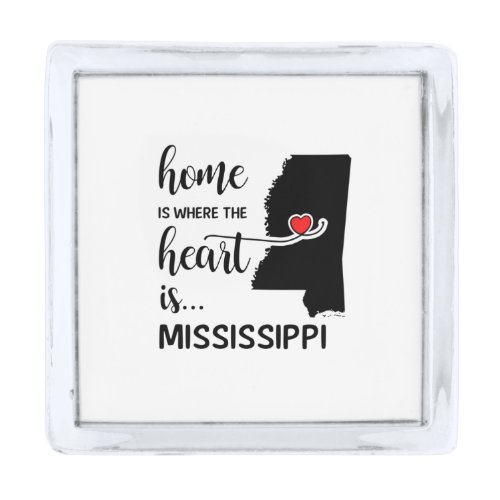 Mississippi home is where the heart is silver finish lapel pin