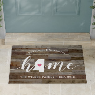 Mississippi Home State Personalized Wood Look Doormat