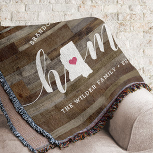 Mississippi Home State Personalized Wood Look Throw Blanket