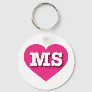 Mississippi Hot Pink Heart - I love MS Keychain