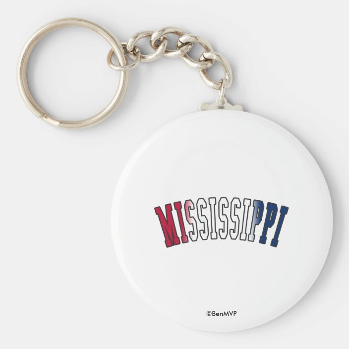 Mississippi in State Flag Colors Key Chain